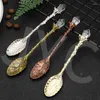 Cuillères à thé rétro tête de cristal cuillère Vintage Style Royal alliage sculpté Mini couverts Dessert Sendok Teh accessoires de cuisine