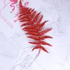 Decorative Flowers 10Pcs Artificial Christmas Glitter Leaves Tropical Fern Bush DIY Holiday Flower Arrangements Wreaths Tree