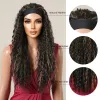 Wigs Long Afro Curly Headband Pruiken Zwart Golden Highlight Deep Wavy Synthetic Headband Pruiken Boheems haar voor vrouwen Dagelijkse feestgebruik