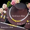 Braccialetti CWWZirconi rotondi zirconia cubica Orecchini per braccialetti da tennis e anello 4 pezzi Set di gioielli da sposa per donne T688