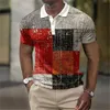 Street Mens Polos Coloré Plaid Imprimer Tops Surdimensionné À Manches Courtes T-Shirt D'été Harajuku Vêtements Mâle Rétro Polo 240315