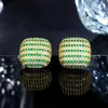 Stud Oorbellen FXLRY Elegante Micro Pave Groene Zirconia Geel Vergulde Vierkante Grote CZ Sieraden Voor Vrouwen