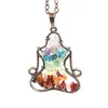 Pendentif Colliers Jln Seven Chakra Chip Stone Yoga Vintage Rouge Cuivre Plaqué Méditation Pendentifs avec chaîne en laiton Collier en cuir pour DH2IL