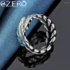 Cluster Rings Alizero 925 Sterling Silver Feather Ring for Woman Man Opening Wedding Engagement Fashion Charm Party Jewets Gifts