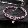 Choker Y2K Purple Leopard Print Crystal Bone Star Pendant Necklace For Women Goth Leather Neck Band Party Jewelry Gift