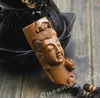 Decorative Figurines Copper Statue Chinese Knot Wood Carving Guan Kwan Yin Head Buddha Car Pendant Amulet