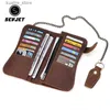 Geldclips echte Leder -Herren Langerhöhle Brieftasche Haspold -Brieftasche Kette Münze Retro -Kartenhalter Telefon Clutch -Tasche JYY978 L240402