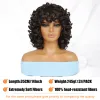 Wigs Ombre Brown Short Afro Curly Pruik met pony voor vrouwen Synthetische zwarte blonde blauwe cosplay pruiken Halloween gluueless hittebestendig