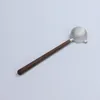 TEA SCOOPS SPOON PURE TIN COLED DISPENSER Black Sandalwood Handle Hammer Mesh Pattern Side Accessories ZD784