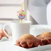 Engångskoppar Straws Cake Decorating 24st påskdekorativ fest gynnar tecknad äggdricksverktyg för barn