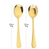 Flatware Sets 2PCS Salad Spoon Silver Fork Serving Set Stainless Steel Cutlery Spklifey Mirror Colorful Unique Spoons