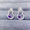 Studörhängen Natural Real Purple Amethyst Earring Cucurbit Style 3 3mm 0.15CT 2st Gemstone 925 Sterling Silver Fine Jewelry L243171