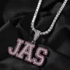 Kettingen tbtk Aangepaste eerste letternaam Iced Out 2 Lijnblauw Rood groen kubieke zirkonia gepersonaliseerde hanger ketting ketting hiphop sieraden