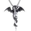 ペンダントネックレスレトロバイキングpterodactyl Holy Sword Shape Necklace Men's Sliding Dragon Accessorie Party Jewelry