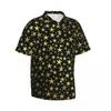 Chemises décontractées pour hommes Black Gold Star Beach Shirt Brillant Brillant Imprimer Hawaiian Hommes Nouveauté Blouses À Manches Courtes Street Style DIY Vêtements