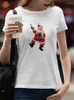 Camisetas para mujer, camisa de Navidad, camisetas Vintage con estampado de Papá Noel para mujer, camisetas para mujer, camiseta superior, gráfico del año para mujer