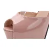 Sandals Peep Toe Fashion Rivet Buckle Women Sandals Summer Black Pink Platform Patent Leather High Heels Hollow Party Ladies Bride Shoes