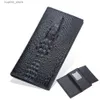 Money Clips Mens Long Pu Leather Crocodile Wallet Vintage Multifunktionellt kopplingskorthållare för företag 8Z L240402