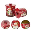 Storage Bottles 2 Pcs Tinplate Candy Jar Cookie Jars Christmas For Treats Supplies Containers Sugar Case