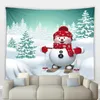 Tapisseries Joyeux Noël Année Décor Tapisserie Dessin Animé Bonhomme De Neige Ski Hiver Nature Paysage Tenture Murale Tissu Enfant Chambre Maison