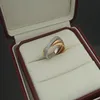 Дизайнерское кольцо из 18-каратного золота с кристаллом для женщин. Три цвета, три кольца, полный бриллиант, пара цветов. Женский женский подарок. Обручальные модные украшения.