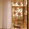 Autocollants de fenêtre Kizcozy SE503-UV-43X100CM Motif de fleurs et de plantes d'automne Film de confidentialité transparent pour la décoration en verre du salon