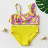 2 ~ 12 Jahre Kleinkind Baby Girls Badeanzug Rüschenstil Girl Bikini Bikini Set Schwimmoutfit Tankini Set