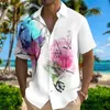 Men's Casual Shirts New 2023 summer shirt Hawaii short-sleeved shirt 3D printed bird mens and womens beach travel casual oversize shirt 5XL 240402