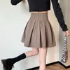 Skirts Lucyever Fashion Women Zipper High Waist Mini Skirt Korean Style Anti-Glare Pleated Female Show Leg Length A-Line