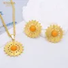 Necklace Earrings Set SUNNESA Fashion Orange Bead Senegal Jewelry For Women SUN Design Copper Plated Round Pendant Party Gift