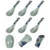 Spoons 6 Pcs Anti Ceramic Blue And White Spoon Ice Cream Rice Restaurant Mixing Soup Melamine Kitchen Stirring