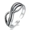 Cluster Rings Silver Plated Ring Fashion Women's Jewelry Retro Simple Adjustable Unlimited Love 8 Word Charm Dance