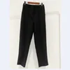 Women's Pants Swedish Black Wool Twill Fabric Pintuck Seam Design High Waist Suit Trousers Women