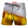 Shorts pour hommes été 3D bière impression personnalité drôle pantalons de plage mode décontracté graphique