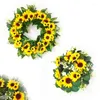 Decorative Flowers Summer Simulated Plant Wreath Door Decoration Sunflower Garland Home Decor Artificial For House Wall Hanging