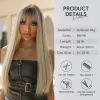 Peruker långa raka platina blondin ombre syntetiska peruker med lugg för kvinnor afro cosplay beige peruk naturligt hår daglig värmeständig
