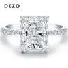 Dezo Solitaire 약혼 반지 234ct Radiant Cut D Color Solid 925 Sterling Silver Women Wedding Jewelry Gifts 240402