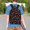 Grzyby plecakowe na czarnym - Gouache Boys Girls Bookbag Casual Studenci Torby szkolne Travel RucksAcka Bag na ramię duża pojemność