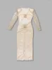 カジュアルドレスハイストリートEST 2024デザイナーファッション女性の長袖の3次元のフラワーグリッタースパンコールドレス