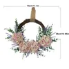 Couronne d'hortensia en tissu de fleurs décoratives, fausse couronne d'hortensia faite à la main, pour porte de café, ornement de Festival de mariage