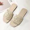 House Slippers Platform Female Shoes Square heel Low Slides Block Soft Cotton Fabric Rome Rubber Basic Casual Spring Hoof H 240328