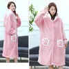 Casa roupas bonito rosa cosplay pijamas flanela camisola dos desenhos animados pijamas macios camisola de pelúcia com capuz roupões homewear