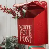 Utomhus Garden Metal Mailbox Christmas Mailbox Lämna meddelande Post Box Wall Mounted Post Farmhouse Design North Pole Post