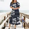 Urban Sexy Dresses Womens Summer Dress Bohemian Casual Vintage Dress Elegant Lace Plus Size Flower Printed Cotton Long Pocket Y240402