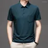 Men's Polos Summer Style Solid Color Short-sleeved T-shirts For Middle-aged And Elderly People With Real Pockets Loose Casual Tops