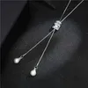 Pendentif colliers 2023 nouveau haute qualité mode métal Long gland strass cristal perle longue chaîne collier pull Patry collier bijoux 240330