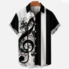 Camicie casual da uomo Camicia Aloha estiva moda Musica stampa 3D Top da spiaggia a maniche corte unisex Harajuku Street