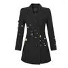 Sukienki swobodne sukienki damska wiosna 2024 Modna masa diamentowa czarny czarny garnitur z długimi rękawem