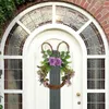 Декоративные цветы, пасхальная гирлянда из ротанга, фиолетовая роза, украшение для двери, подвесные украшения для дома, венок, оконные присоски