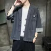 Pulls pour hommes Chemise de style japonais Kimono Haori Samurai Robes Robe Chinois Hanfu Cardigan Vestes Rétro Tops Mode Denim Manteaux Casual